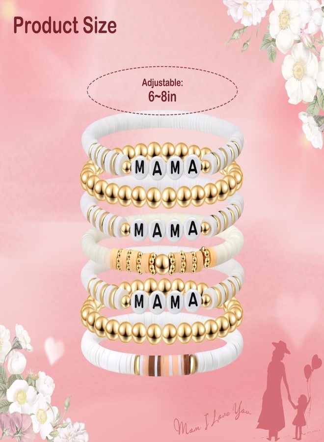 Joyline Mom Gifts Mama Love Bracelets Handmade Polymer Clay Elastic Stackable Stretch Bracelets Unique Jewelry for Mother's Day Mom's Birthday Gifts - Image 2